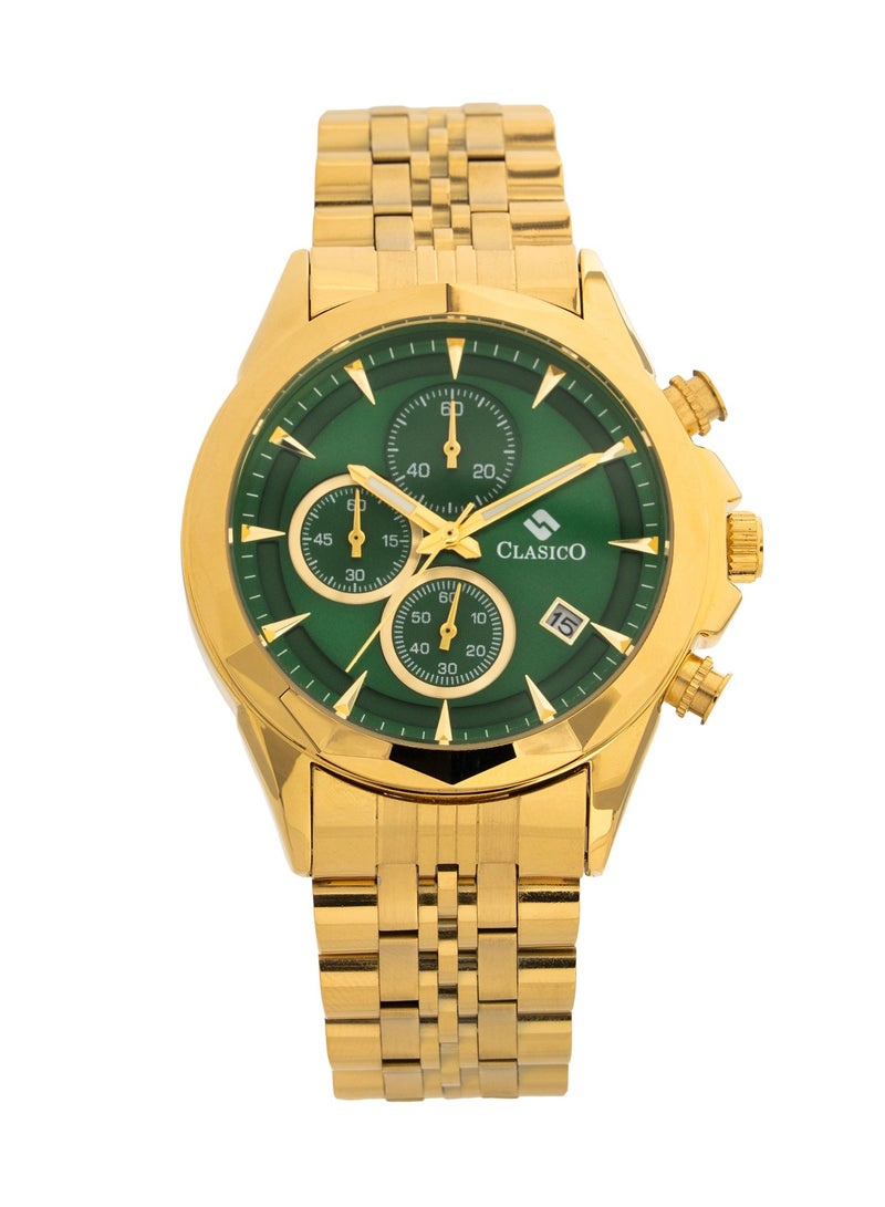 Clasico Luxe Men’s Chronograph Wrist Watch | Gold Bracelet | Luxury Analog Watch for Men - Image 1